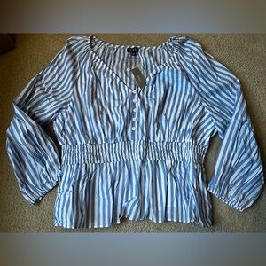 J. Crew Blue and White Striped Blouse